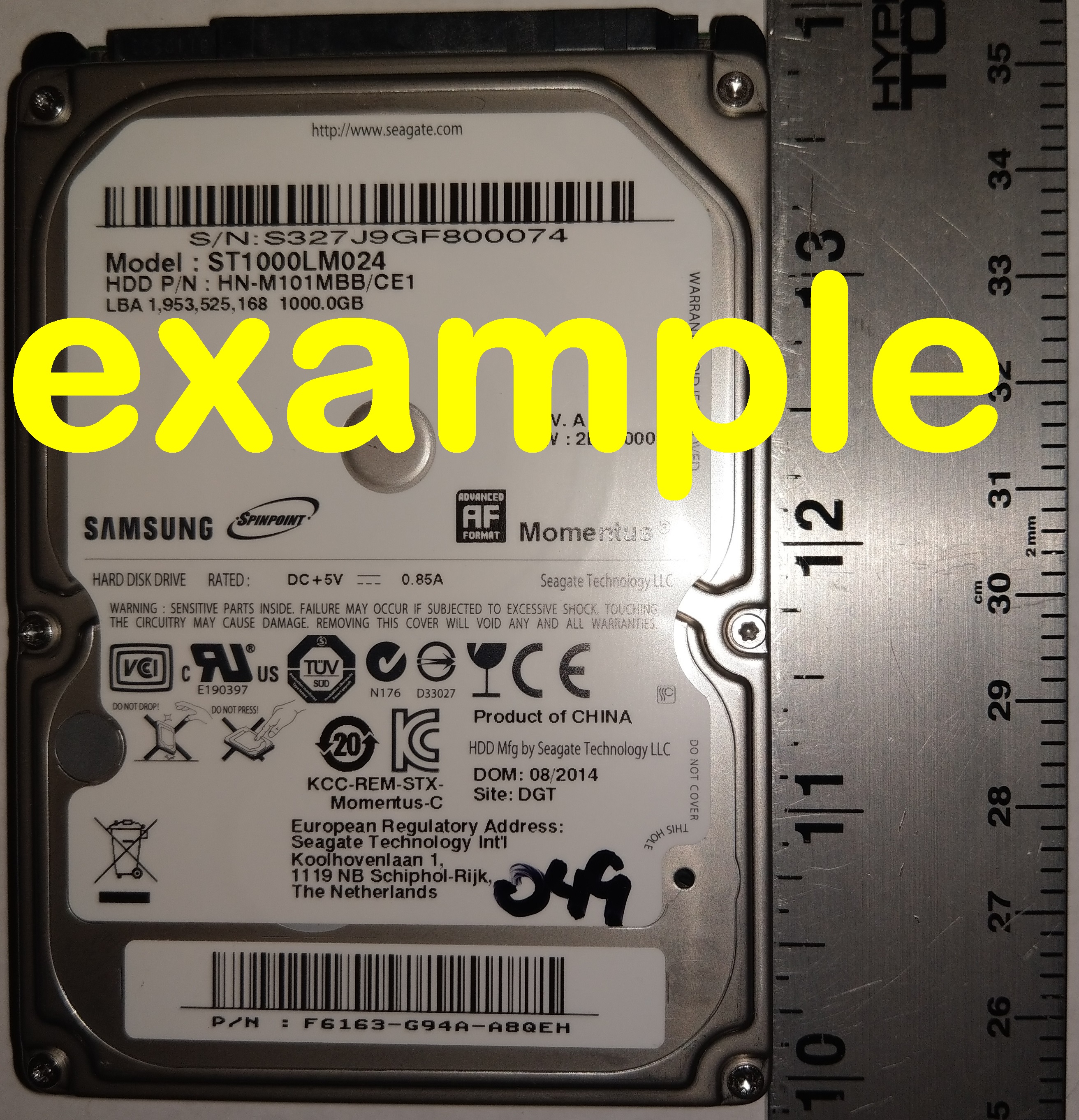 ForSale:HDD 1TB SATA-II(3Gb/s) laptop, 2.5inch, height=9.50mm; 8MB Cache, 5400rpm, Seagate ST1000LM024-HN-M101MBB $34.97 183723722073