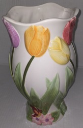Disney Store Fairies Ceramic Tinkerbell Flower Vase Figurine Display(Retired) with Tulips: $10,090
