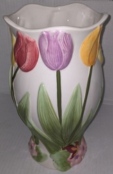 Disney Store Fairies Ceramic Tinkerbell Flower Vase Figurine Display(Retired) with Tulips: $10,090