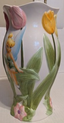 Disney Store Fairies Ceramic Tinkerbell Flower Vase Figurine Display(Retired) with Tulips: $90