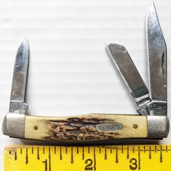Case Pocket knife, 53032 SS 6-DOT Stockman Stag 3-Blade Knife, used, 4in(100mm): $89