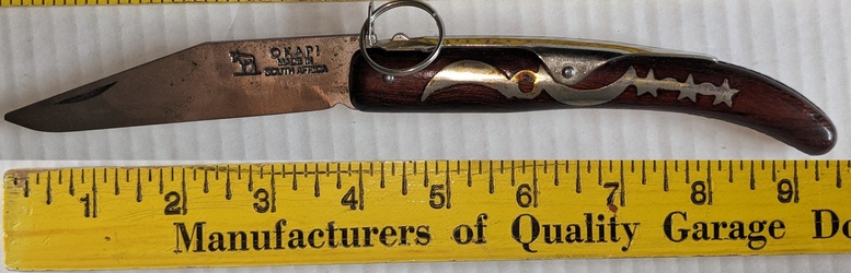 Okapi South Africa with LOCK RING Knife, Moon and Star Design, used, 10in/25cm: $31